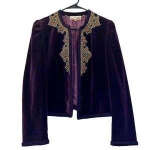80s Vintage ESCADA Jeweled & Embroidered Velvet Victorian Bolero Cropped Jacket
